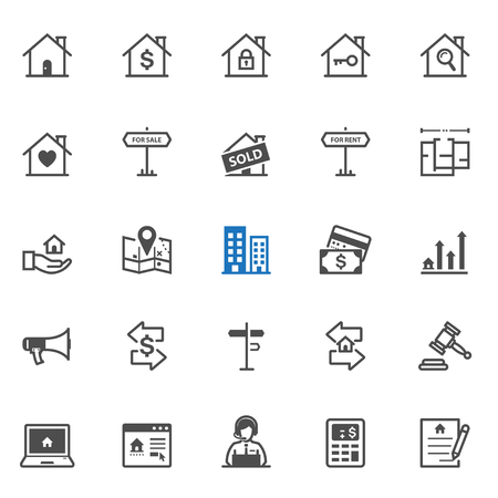 Real Estate icons with White Backgroundのイラスト素材