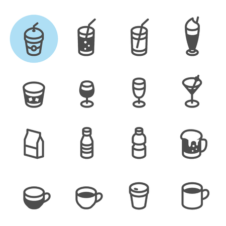 Drinks and Beverages icons with White Backgroundのイラスト素材