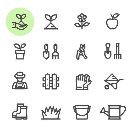 Gardening icons with White Backgroundのイラスト素材