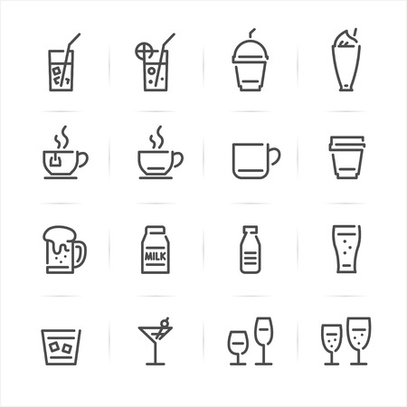 Drinks and Beverages icons with White Backgroundのイラスト素材