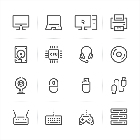 Computer and Computer Accessories icons with White Backgroundのイラスト素材
