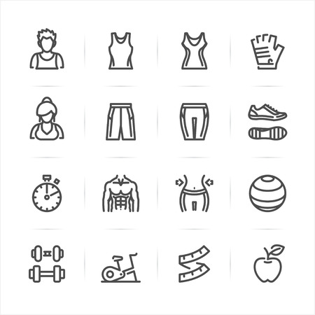 Fitness and Health icons with White Backgroundのイラスト素材