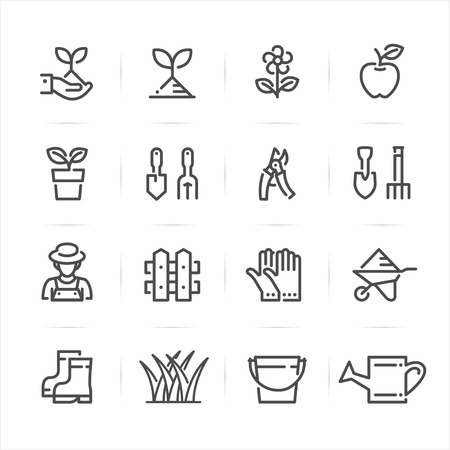 Gardening icons with White Backgroundのイラスト素材