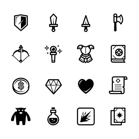 Fantasy game icons with White Backgroundのイラスト素材