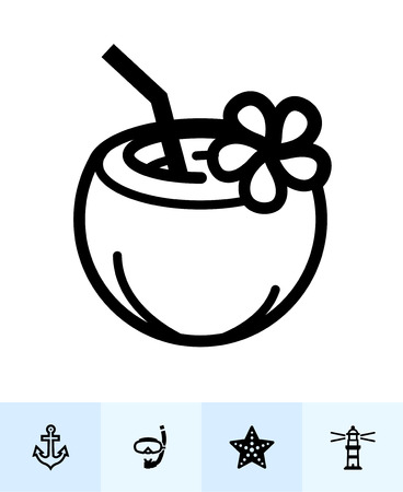 Summer and beach Icons with White Backgroundのイラスト素材