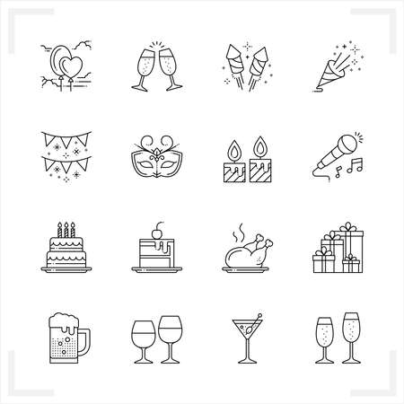 Celebration and Party Icons with White Backgroundのイラスト素材
