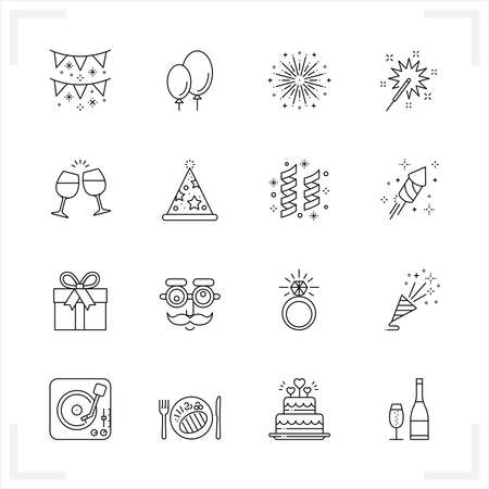 Celebration and Party Icons with White Backgroundのイラスト素材