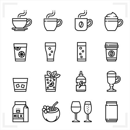 Drinks and Beverages icons with White Backgroundのイラスト素材