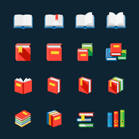 Book and Education Icons with Black Backgroundのイラスト素材
