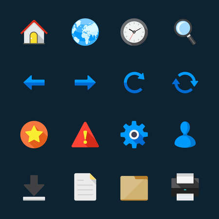 Website Icons and Toolbar Icons with Black Backgroundのイラスト素材
