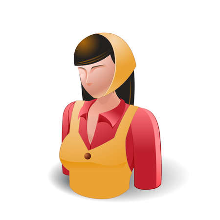 Farmer Woman, People Icon with White Backgroundのイラスト素材
