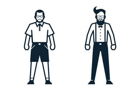 People, Man, Fashion, Clothing icons with White Backgroundのイラスト素材