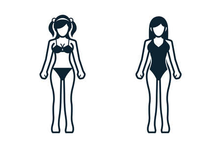 People, Women, Fashion, Clothing icons with White Backgroundのイラスト素材