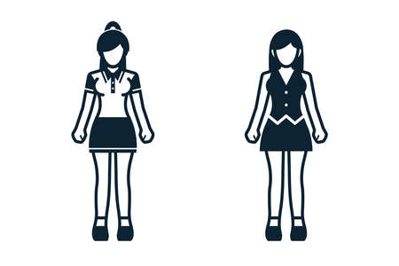 People, Women, Fashion, Clothing icons with White Backgroundのイラスト素材