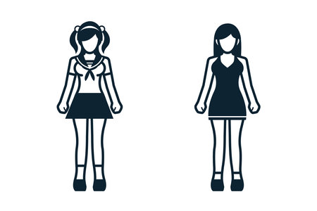 People, Women, Fashion, Clothing icons with White Backgroundのイラスト素材
