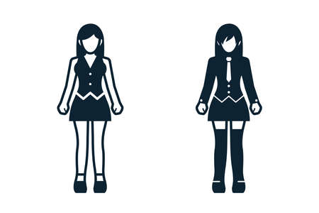 People, Women, Fashion, Clothing icons with White Backgroundのイラスト素材
