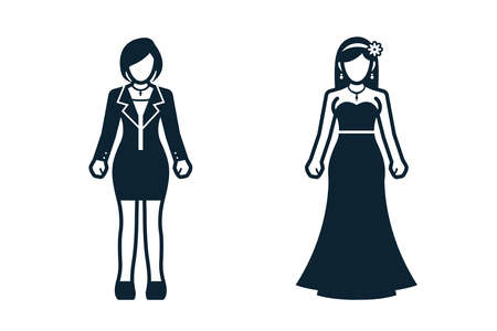 People, Women, Fashion, Clothing icons with White Backgroundのイラスト素材