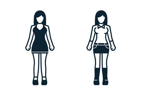 People, Women, Fashion, Clothing icons with White Backgroundのイラスト素材