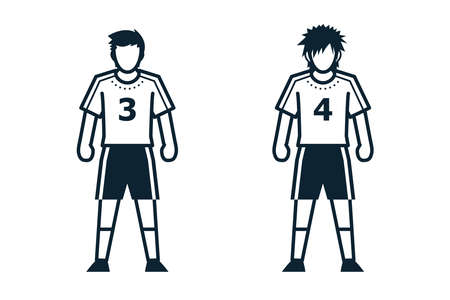 Soccer Player, People and Clothing icons with White Backgroundのイラスト素材