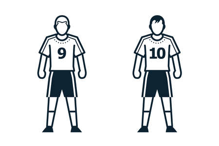 Soccer Player, People and Clothing icons with White Backgroundのイラスト素材