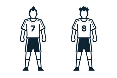 Soccer Player, People and Clothing icons with White Backgroundのイラスト素材