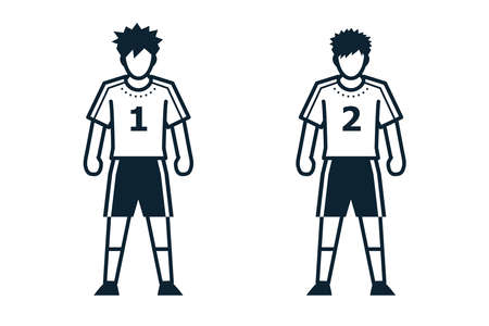Soccer Player, People and Clothing icons with White Backgroundのイラスト素材