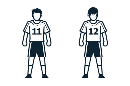 Soccer Player, People and Clothing icons with White Backgroundのイラスト素材