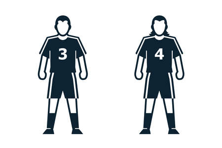 Soccer Player, People and Clothing icons with White Backgroundのイラスト素材