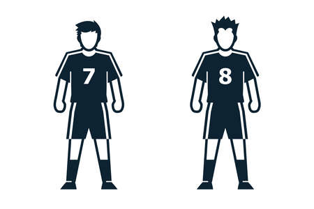 Soccer Player, People and Clothing icons with White Backgroundのイラスト素材