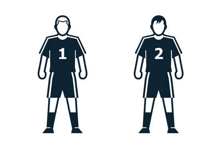 Soccer Player, People and Clothing icons with White Backgroundのイラスト素材