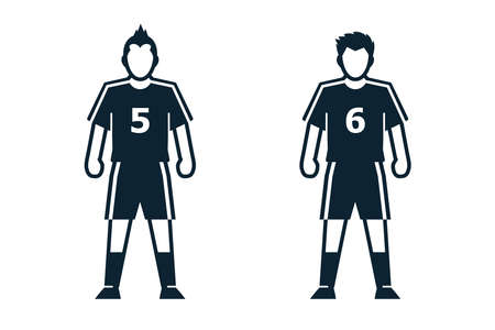 Soccer Player, People and Clothing icons with White Backgroundのイラスト素材