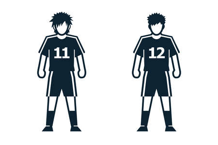 Soccer Player, People and Clothing icons with White Backgroundのイラスト素材