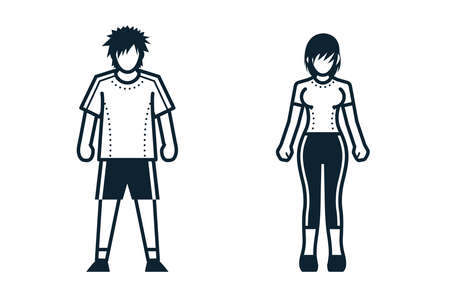 Sport Player, People and Clothing icons with White Backgroundのイラスト素材