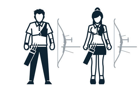Archer, Sport Player, People and Clothing icons with White Backgroundのイラスト素材