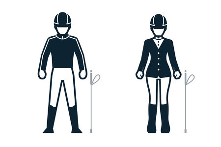 Equestrian, Horseman, Sport Player, People and Clothing icons with White Backgroundのイラスト素材