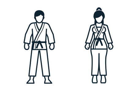 Karate, Sport Player, People and Clothing icons with White Backgroundのイラスト素材