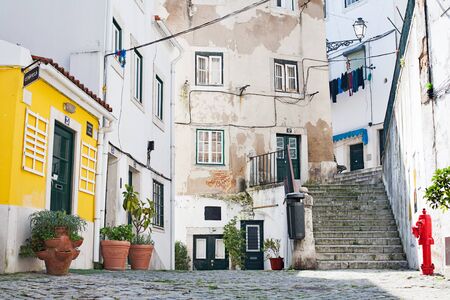 Lisbon portugal. The old houses and yards.の写真素材