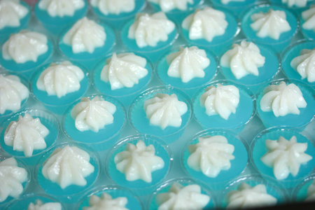thai dessert made from stirred bean mixed with sugar and coconut in jelly-likeの写真素材