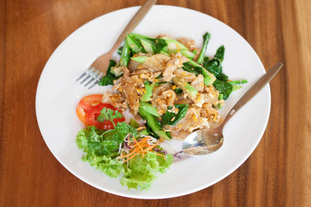 Fired thin noodles with soy sauce   Thai foodの写真素材