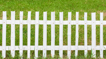 Wooden fence and grassの写真素材