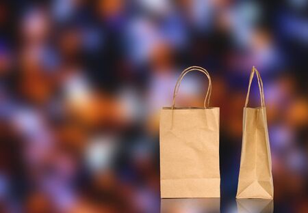 Brown paper bag on white backgroundの写真素材