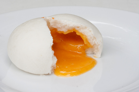 Steamed bun and sweet creamy stuffの写真素材