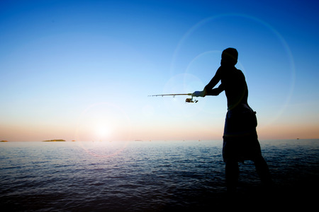 fishing in the seaの写真素材