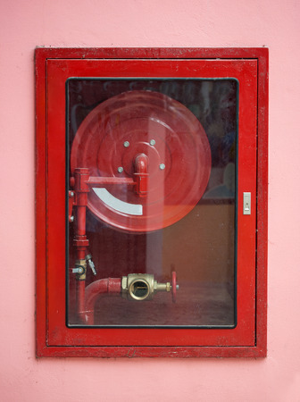 Red Fire Hose Cabinetの写真素材