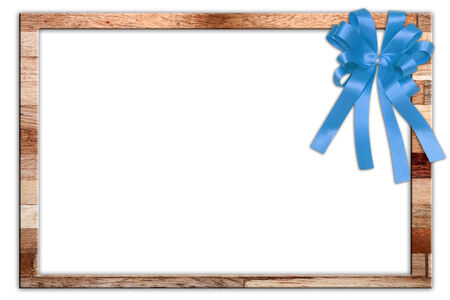 Wooden frame with a blue bowの写真素材