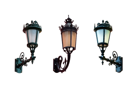 old italian lamp on colour wallの写真素材