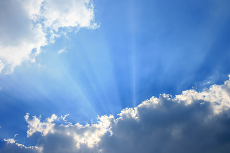 Sky and cloud with sunray, sunbeamの写真素材