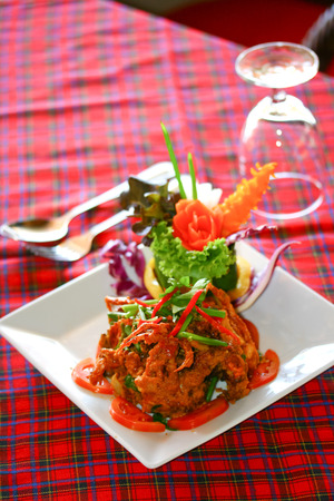 Fried crab with curry powderの写真素材