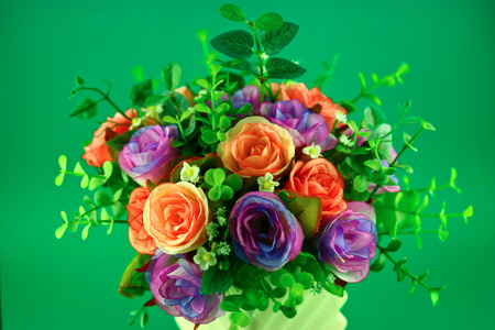 Colorful decoration artificial flowersの写真素材