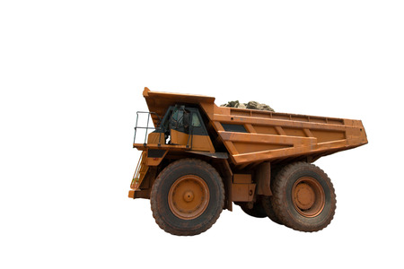 big yellow mining truck on white backgroundの写真素材